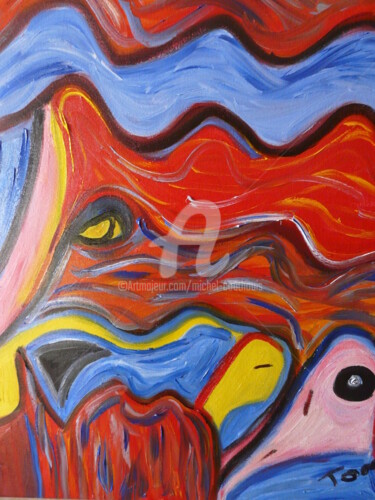 Painting titled "Tsunami" by Tomy, Original Artwork, Oil