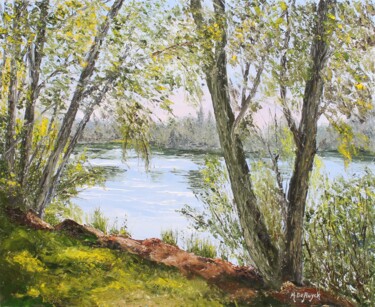 Painting titled "La Seine à Gargenvi…" by Michel De Ruyck, Original Artwork, Oil