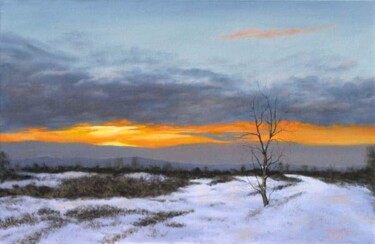 Peinture intitulée "coucher de soleil s…" par Michel De Ruyck, Œuvre d'art originale, Huile