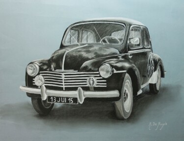 「4CV Renault」というタイトルの描画 Michel De Ruyckによって, オリジナルのアートワーク