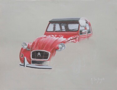图画 标题为“2 CV Citroën "inach…” 由Michel De Ruyck, 原创艺术品, 粉彩 安装在纸板上