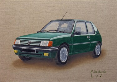 Schilderij getiteld "Peugeot 205 Roland…" door Michel De Ruyck, Origineel Kunstwerk, Olie