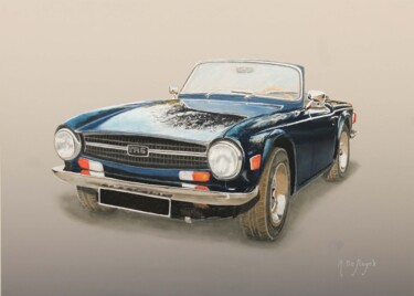 Painting titled "Voiture ancienne -…" by Michel De Ruyck, Original Artwork, Pastel