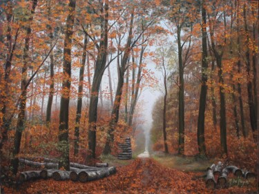 Peinture intitulée "Allée forestière" par Michel De Ruyck, Œuvre d'art originale, Pastel