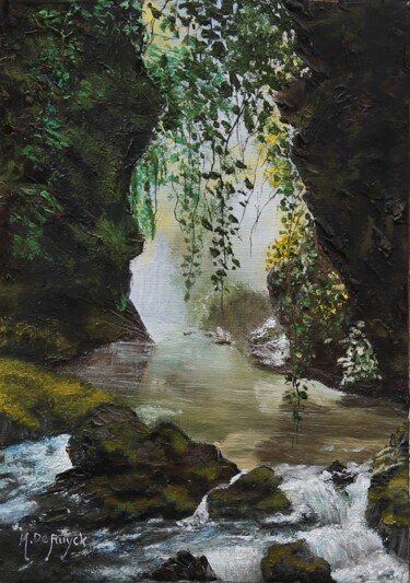 Peinture intitulée "Cascade de la Nartu…" par Michel De Ruyck, Œuvre d'art originale, Huile