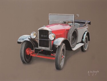 Peinture intitulée "voiture ancienne Pe…" par Michel De Ruyck, Œuvre d'art originale, Pastel
