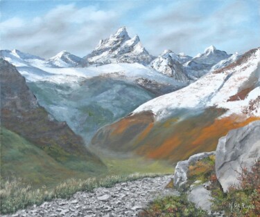 Peinture intitulée "Chemin de montagne" par Michel De Ruyck, Œuvre d'art originale, Huile