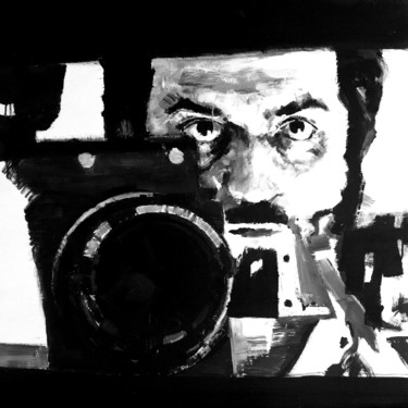 Painting titled "Stanley Kubrick" by Michel Debray Chauvin, Original Artwork, Acrylic Mounted on Wood Panel