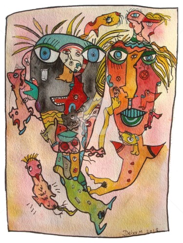 Peinture intitulée "Furioso" par Michel Delvingt, Œuvre d'art originale, Aquarelle