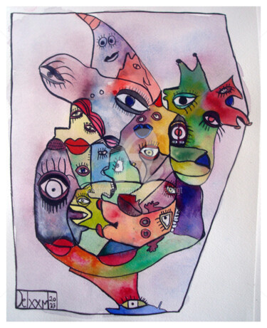 绘画 标题为“Animalité” 由Michel Delvingt, 原创艺术品, 水彩