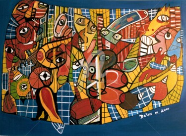Pintura titulada "Tapisserie océane" por Michel Delvingt, Obra de arte original, Acrílico