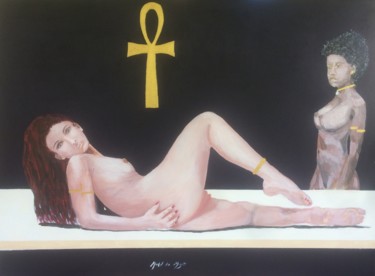 Painting titled "Olympia 2" by Michel Des Mazots, Original Artwork, Acrylic Mounted on Wood Stretcher frame