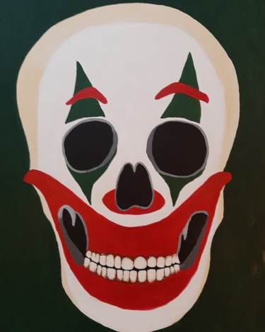 Peinture intitulée "crane de clown" par Michel Des Mazots, Œuvre d'art originale, Acrylique Monté sur Châssis en bois