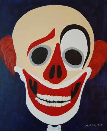 Painting titled "crane de clown2" by Michel Des Mazots, Original Artwork, Acrylic Mounted on Wood Stretcher frame