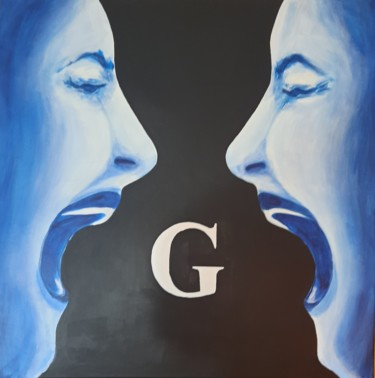 Painting titled "G" by Michel Des Mazots, Original Artwork, Acrylic Mounted on Wood Stretcher frame