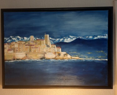 Painting titled "Antibes" by Michel Des Mazots, Original Artwork, Acrylic Mounted on Wood Stretcher frame