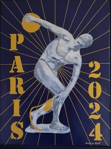Painting titled "Jeux Olympiques et…" by Michel Des Mazots, Original Artwork, Acrylic Mounted on Wood Stretcher frame