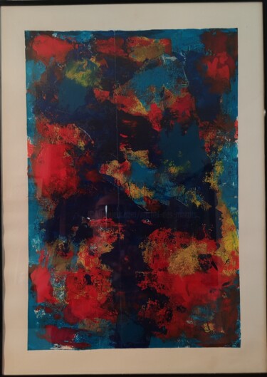 Peinture intitulée "abstract in blue D" par Michel Des Mazots, Œuvre d'art originale, Acrylique Monté sur Plexiglas