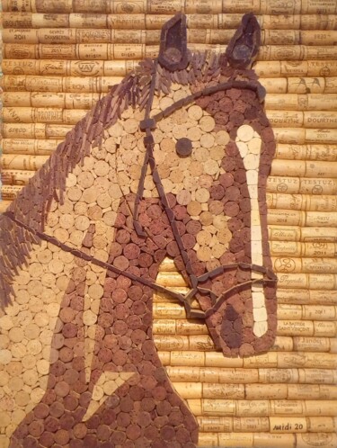 Κολάζ με τίτλο "Le Cheval brun" από Michel Divorne, Αυθεντικά έργα τέχνης, Κολάζ