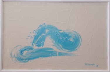 Painting titled "La vague" by Michel Divorne, Original Artwork, Oil Mounted on Wood Stretcher frame