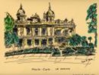 Drawing titled "Casino. Monte-Carlo" by Michel Doret, Original Artwork