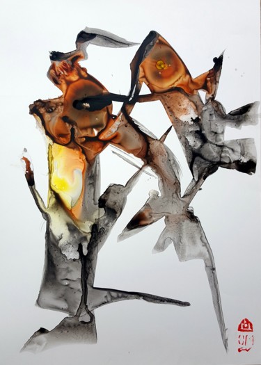 Peinture intitulée "évaporescences012183" par Michel Dufrene, Œuvre d'art originale, Encre