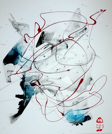 Peinture intitulée "évaporescences01201…" par Michel Dufrene, Œuvre d'art originale, Encre Monté sur Carton