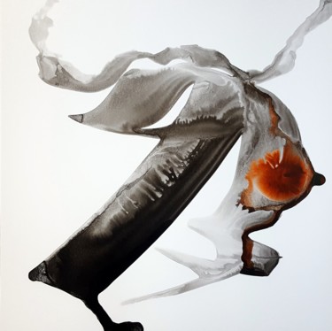 Peinture intitulée "le sein de lola" par Michel Dufrene, Œuvre d'art originale, Encre Monté sur Carton