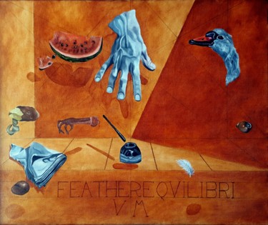 Peinture intitulée "équilibre d'une plu…" par Michel Dufrene, Œuvre d'art originale, Huile
