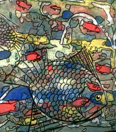 绘画 标题为“L'étal du poissonni…” 由Rivafabre, 原创艺术品, 丙烯