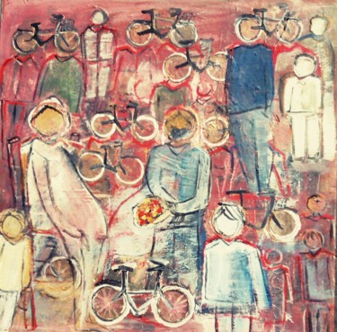Peinture intitulée "La foule à Amsterdam" par Rivafabre, Œuvre d'art originale