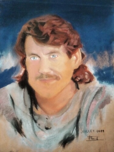Painting titled "Francis Cabrel" by Michel Floch, Original Artwork, Pastel Mounted on Other rigid panel