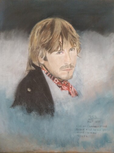 Painting titled "Potrait de Renaud" by Michel Floch, Original Artwork, Pastel Mounted on Other rigid panel