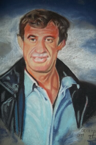 Peinture intitulée "Jean-Paul Belmondo" par Michel Floch, Œuvre d'art originale, Pastel Monté sur Autre panneau rigide