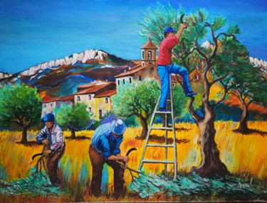 Peinture intitulée "La taille des olivi…" par Michel Forêt, Œuvre d'art originale, Acrylique