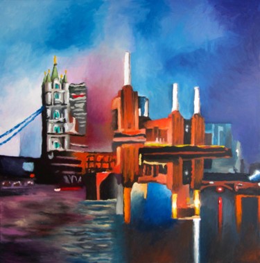 Painting titled "Battersea-Power-Sta…" by Michel Fourcade, Original Artwork, Oil
