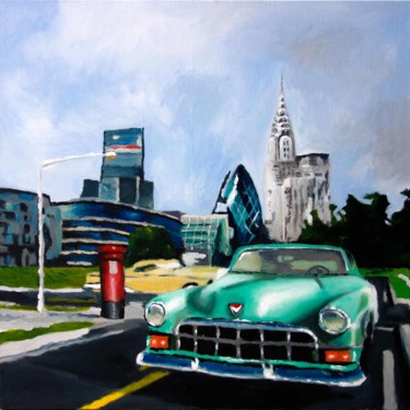 Painting titled "Cadillac-DeVille" by Michel Fourcade, Original Artwork, Oil
