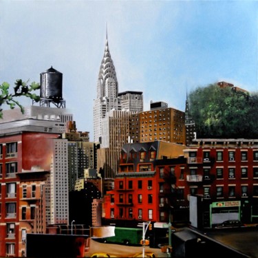 Painting titled "New York Reservoir" by Michel Fourcade, Original Artwork, Oil