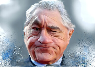 Artes digitais intitulada "de niro caricature" por Michel Fourgon, Obras de arte originais, Pintura digital