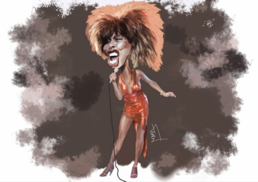 Digital Arts titled "caricature Tina Tur…" by Michel Fourgon, Original Artwork, Digital Painting