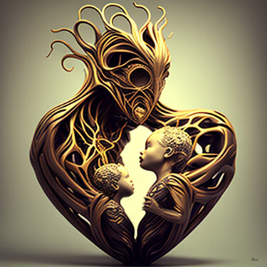 Arts numériques intitulée "l'amour d'une mère" par Michel Furnon, Œuvre d'art originale, Peinture numérique