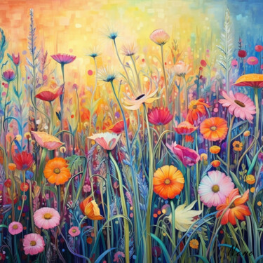 Цифровое искусство под названием "Spring flowers 3" - Michel Furnon, Подлинное произведение искусства, Изображение, сгенерир…