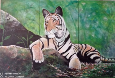 Peinture intitulée "Tigre" par Michel Garcin, Œuvre d'art originale, Acrylique