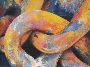 Картина под названием "Chaîne" - Michel Godard, Подлинное произведение искусства, Акрил Установлен на Деревянная рама для но…