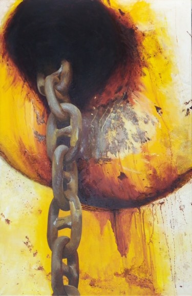Painting titled "Oscar-Jupiter" by Michel Godard, Original Artwork, Acrylic Mounted on Wood Stretcher frame