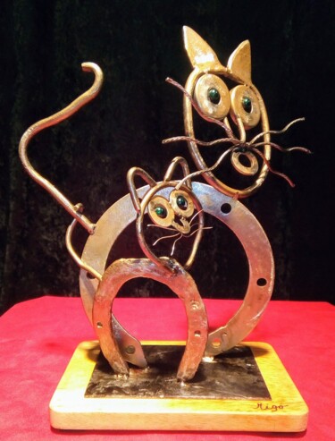 Sculpture intitulée "LE PERE ET LA FILLE" par Michel Gomez, Œuvre d'art originale, Métaux