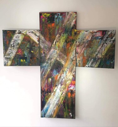Painting titled "Croix" by Michel Guerry (M ATOM), Original Artwork, Acrylic