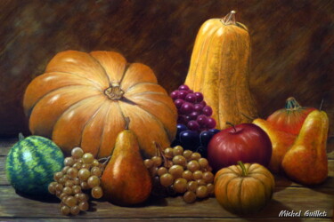 Dibujo titulada "Automne" por Michel Guillet, Obra de arte original, Pastel