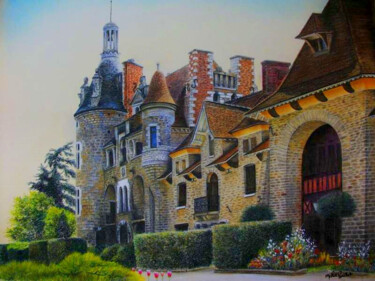 Zeichnungen mit dem Titel "Château des Dames -…" von Michel Guillet, Original-Kunstwerk, Pastell