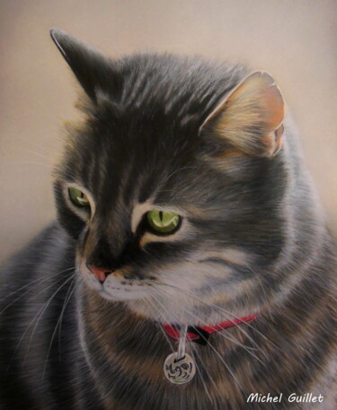 Drawing titled ""Filou"" by Michel Guillet, Original Artwork, Pastel